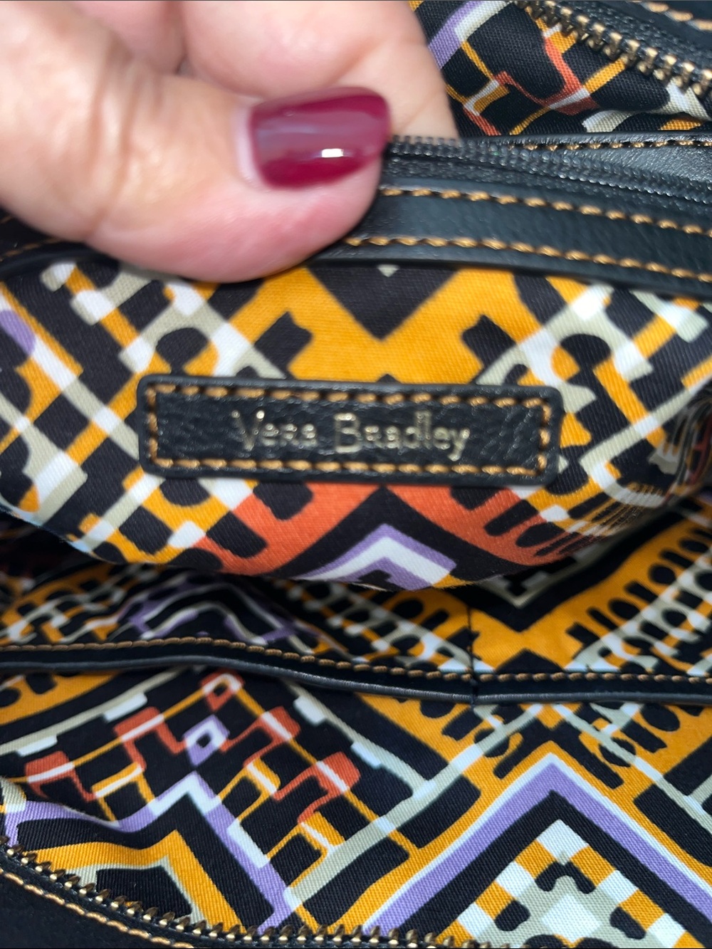 Vera Bradley Gallatin Leather Sagebrush Top Zip Handbag - Picture 6 of 6